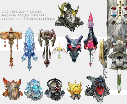 [OC] I made some Regi Inspired Headgear &amp; Weapon Designs!