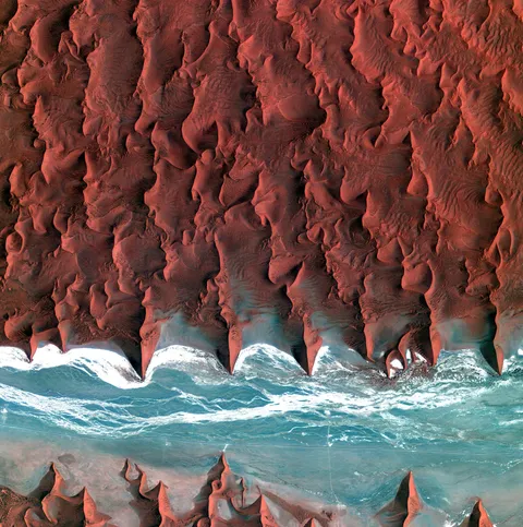 PsBattle: Aerial view of a river running through the Namib Desert
