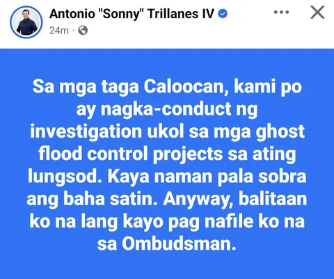 Trillanes to probe Caloocan ghost projects, plans to file it to the Ombudsman accordingly