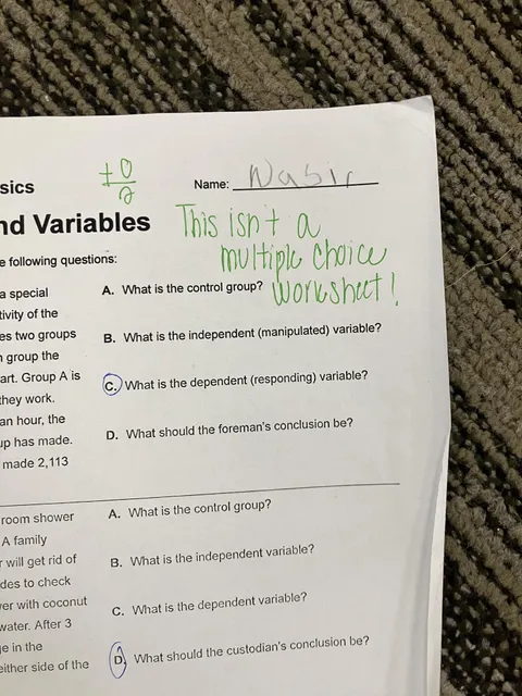 My friend didn’t even read the question 😂