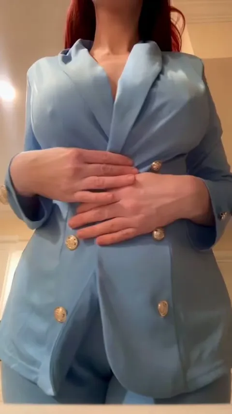 Revealing my naked DDD under my work blazer