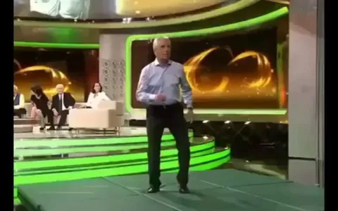 69 year old retired footballer Klaus Fischer recreating his bicycle kick on live tv