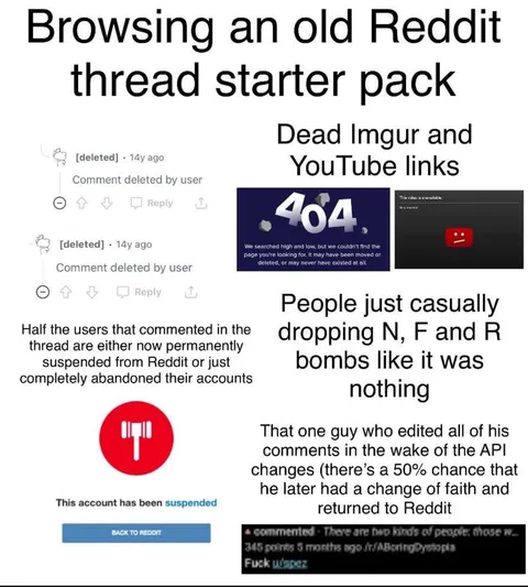 Browsing an old Reddit thread starter pack
