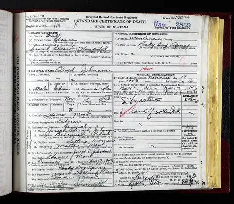 This Montana newborn, Lloyd Johnson, died of “starvation” at seven days because the mom was unable to breastfeed. 1943 wasn’t that long ago.