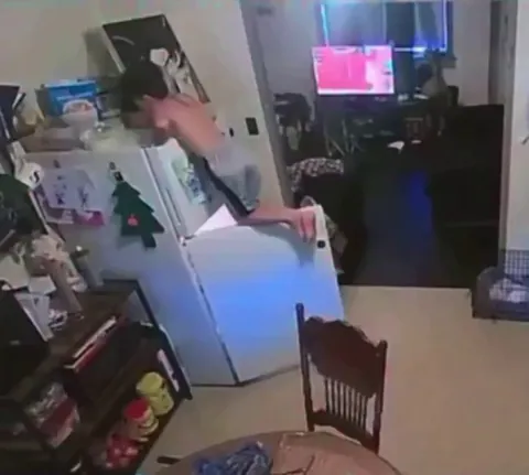 Hanging on fridge door
