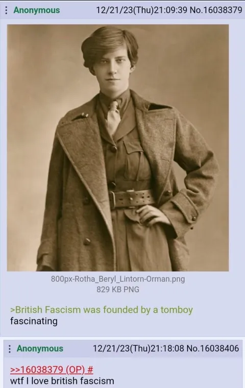 Rotha Beryl Lintorn Lintorn-Orman, founder of the British Fascisti, the first British fascist movement 