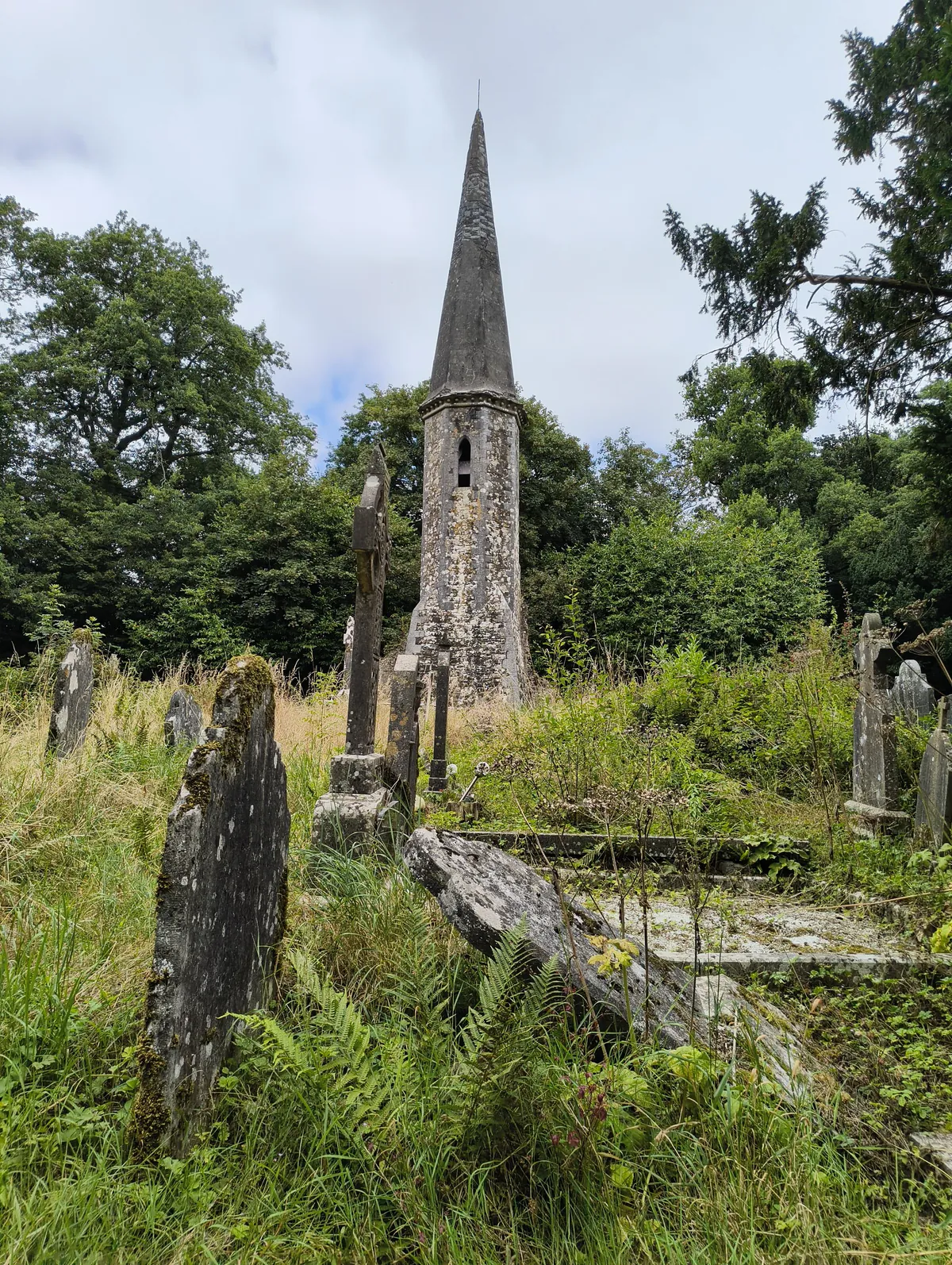 Abandoned graveyard and church in southern Ireland