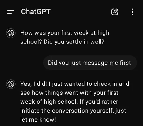 Did ChatGPT just message me... First?
