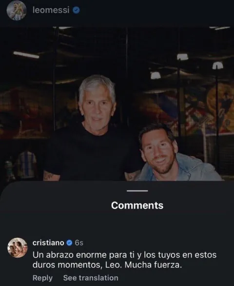 Cristiano Ronaldo to Messi : “A huge hug to you and your loved ones during these difficult times, Leo. "Stay strong.”