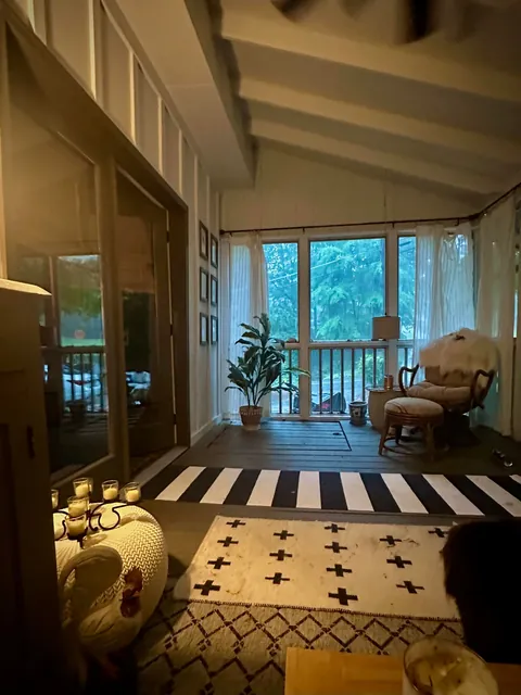 Screened porch in thunderstorm