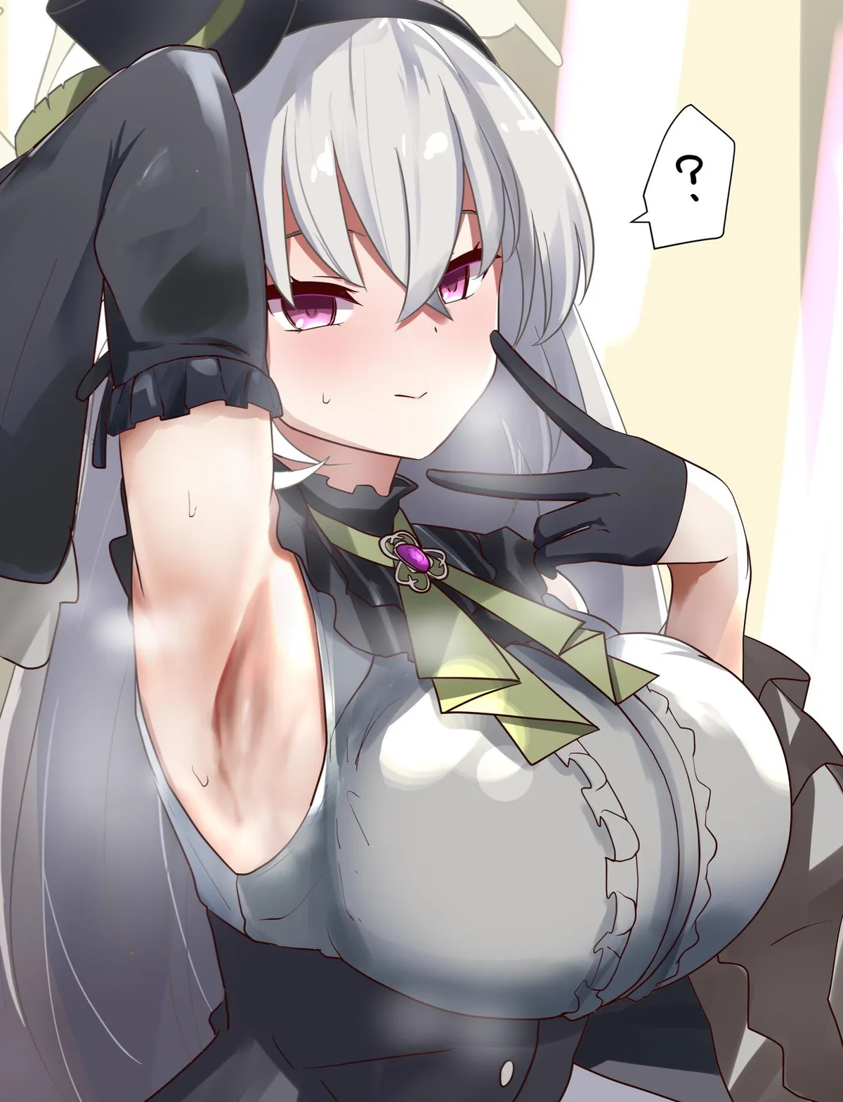 She's just merely stretching but notices that you look quite fascinated