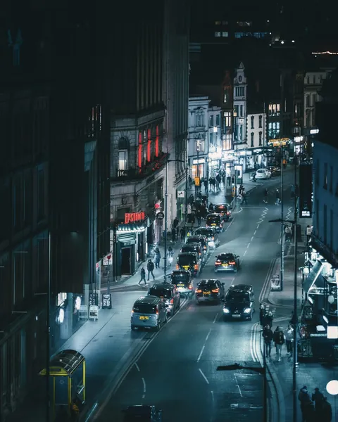 Busy city street from above