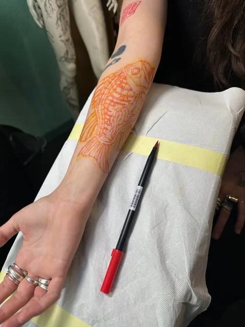 Freehand fish dissection I got to do as part of a trade at my shop! Tough n Tender, Berlin Germany