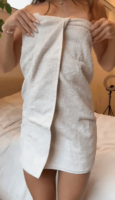Right after the shower, ready for fun