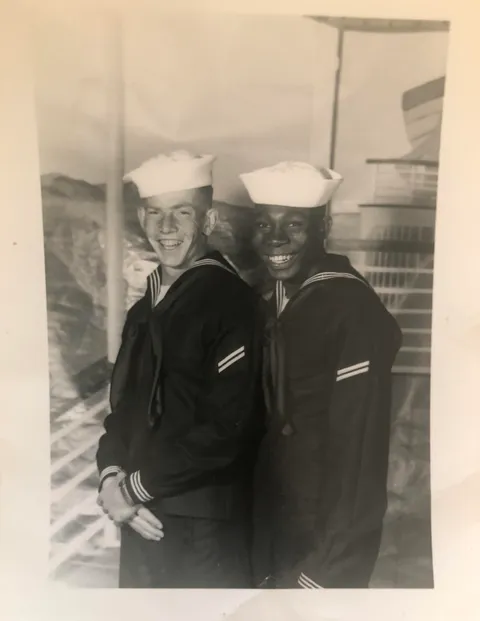 My grandpa (left) and his best friend Willie Hall during the Korean War. Those smiles say it all.