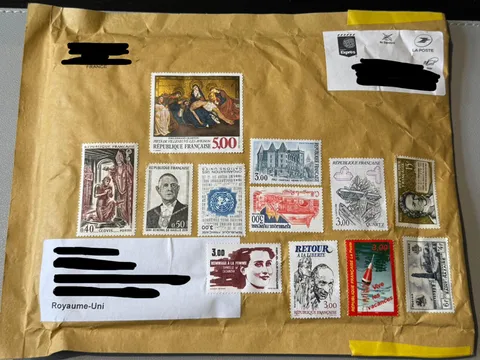 EBay seller covered my parcel with pre-Euro stamps