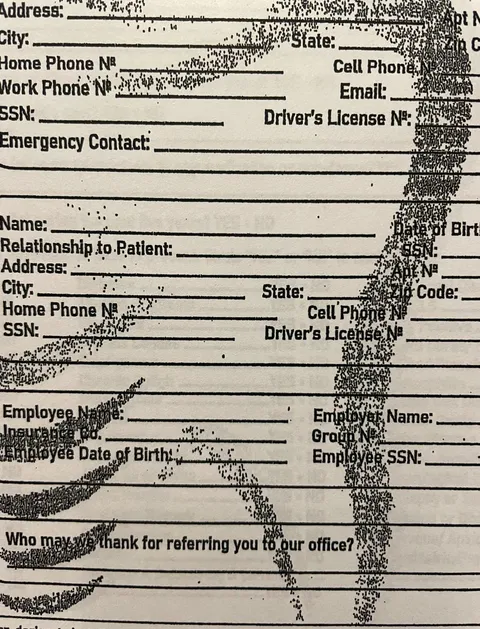 I have to write around the design because my dentist wants to be cute with their paperwork.