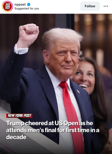 The NYP claiming Trump was cheered at the US Open final