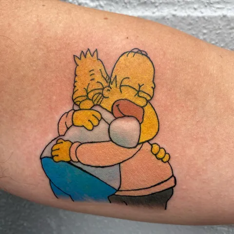 My new Simpsons tattoo for my late father by Abby Rose at Pogue Mahone Tattoo in Red Bank, NJ