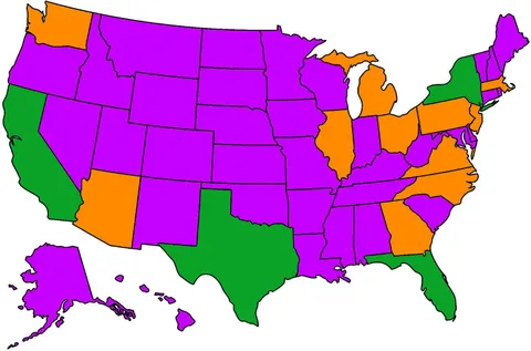 [OC] Each color represents 1/3 of the US population.