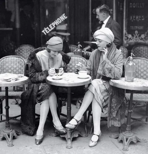 Women Drinking Coffee In A Terrace Of A Cafe, Paris, 1925.