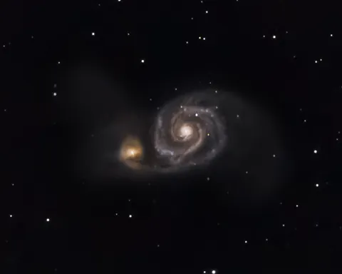 Whirlpool galaxy collision from my roof mounted telescope in London.