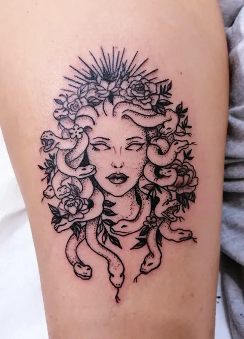My Medusa Tattoo done by Letiția Alexandra at La Leti Tattoo in Timișoara, Romania