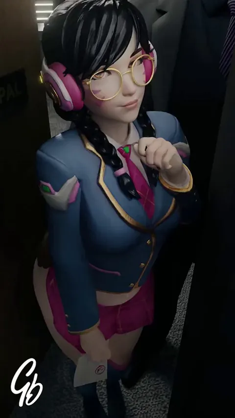 School D.va convince her teacher to be the top student in class(generalbutch)
