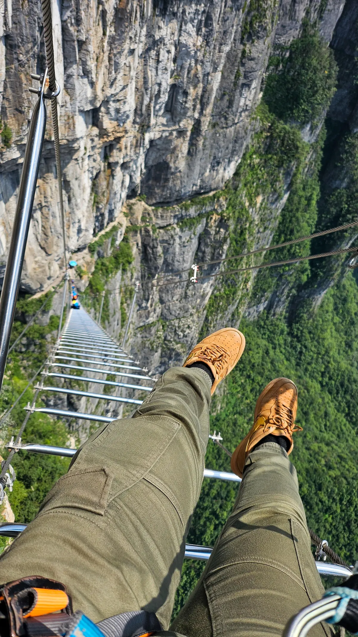 1480 meters big wall Via Ferrata and 168 meters sky ladder climbing challenge in Qixing moutain, Zhangjiajie, China during a solo travel