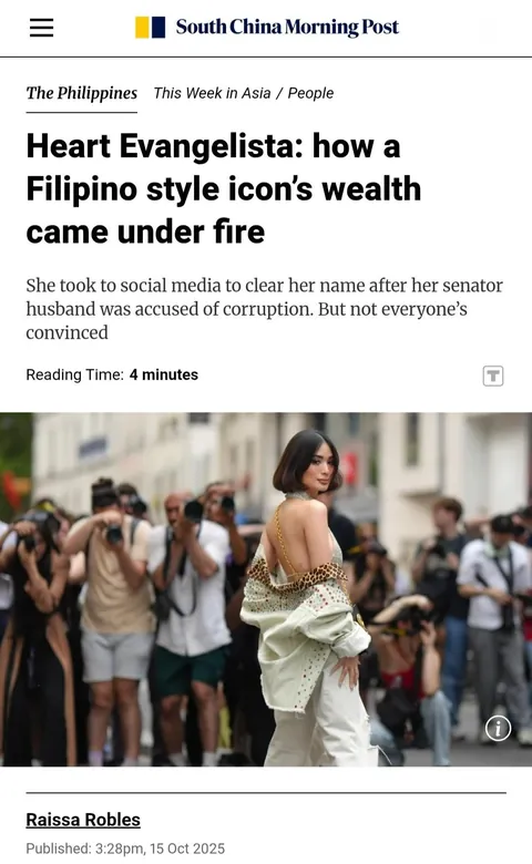 Heart Evangelista on South China Morning Post