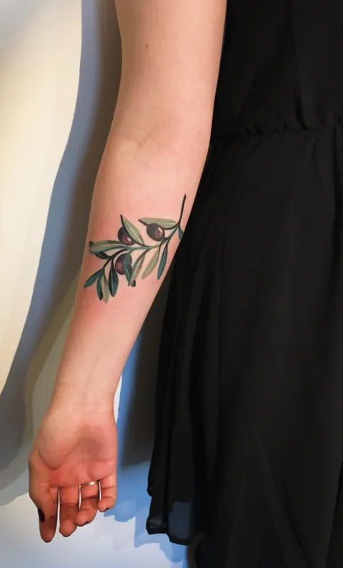 My first tattoo. An olive branch done by Sasha Unisex in Rome, Italy
