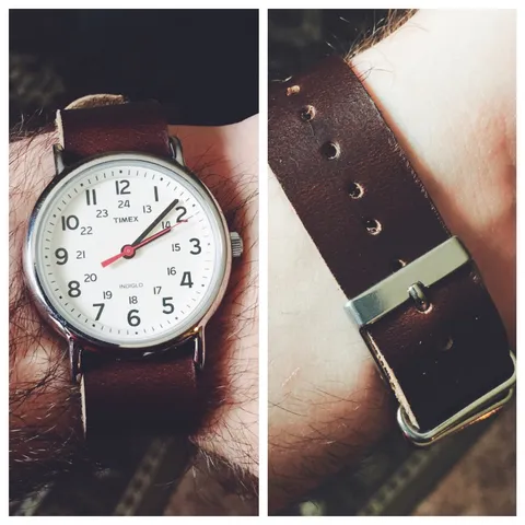 I also was bored and made a leather watch strap. 4/5 oz. Burgundy Horween Chromexcel