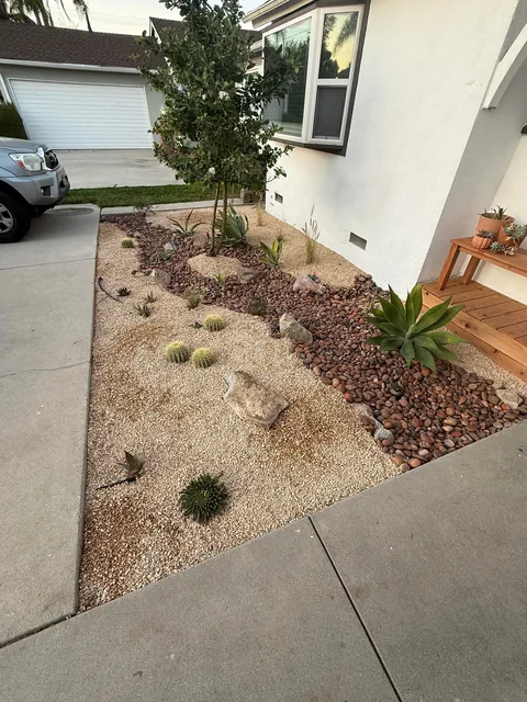 Small Front Yard Overhaul - Desert Landscape with Dry Creek in SoCal