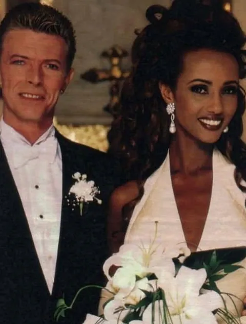 Iman &amp; David Bowie on their wedding day in Florence, Italy, June 6, 1992