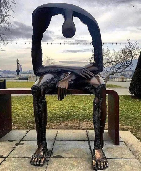 Melancholy a sculpture by Albert Gyorgy, shows the emptiness that grief leaves behind