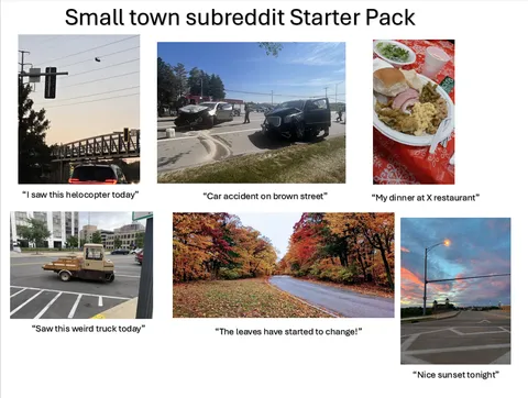 Small town subreddit - Starter Pack