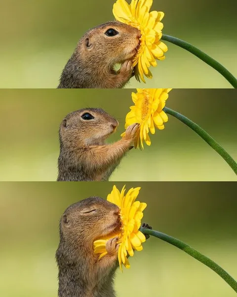 Dick Van Duijn captured the exact moment a squirrel stopped to smell a flower
