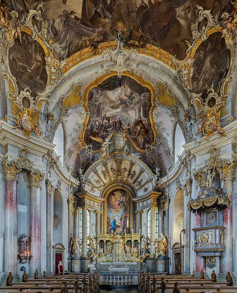 Rococo interior of the Käppele church in Würzburg, Germany