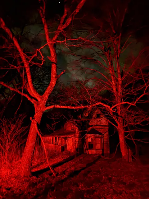 I have been experimenting with night photography using my car’s brake lights. It works well with abandoned houses.