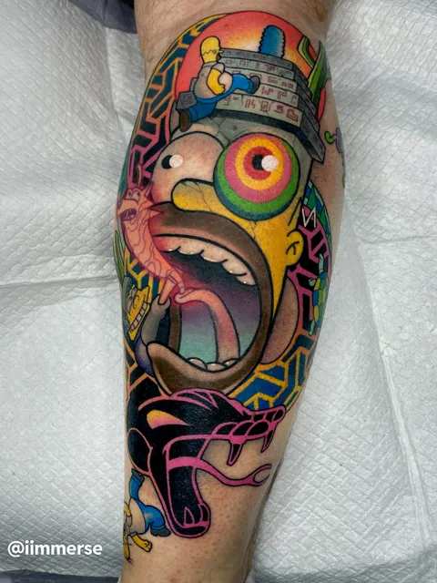 Simpsons tattoo by Billy Tanos at iimmerse tattoo Brisbane AUS 