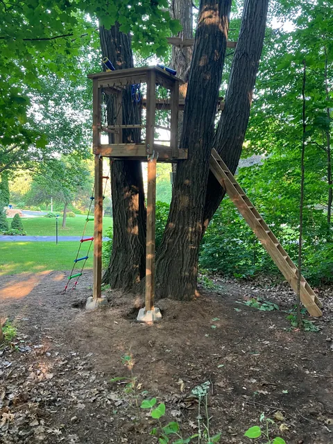 Tree fort for my kids.  The last 4 pics are what the previous tree fort looked like when we bought the property in May