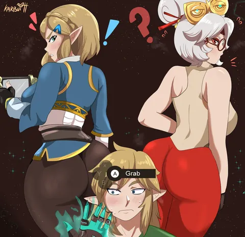Link has fun with Zelda and Purah (Karbuitt)