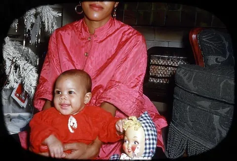 Kodachrome slides from a christmas diner party in the 1950s. It appears the whole family was there