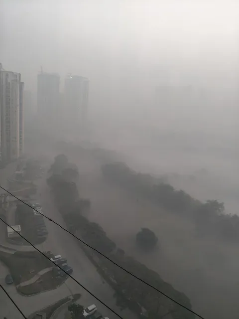 New Delhi, India as of today morning. No, this is not fog. This is smoke.