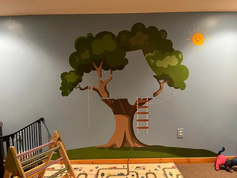 Playroom mural for our little girl is complete!