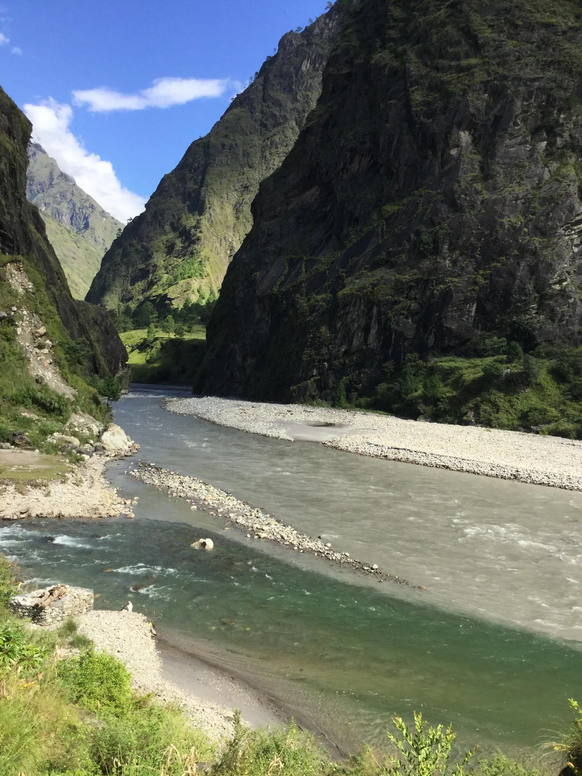 Two rivers merging in Nepal