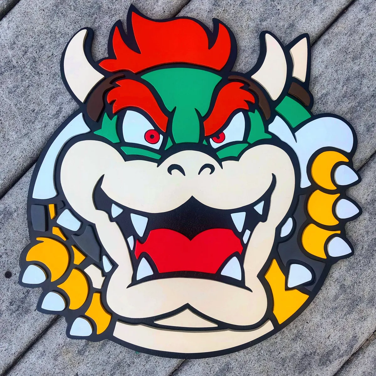 I am making every mario themed switch icon with my new scroll saw for my empty walls. 16x16” stacked MDF and Plywood.