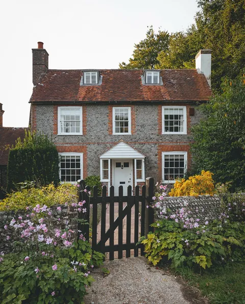 Brick cottage in East Sussex, South East England.