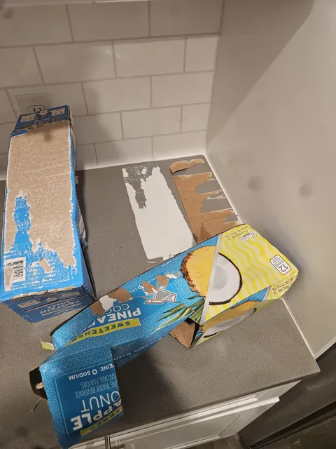 Boxes from these drinks glued themselves to the counter