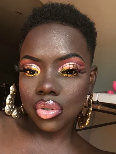 Maybelline Superstay “Espresso” LA Girl Concealer “espresso” &amp; “truffle”,Airspun Powder Glitter from Bella Beatz Cosmetics “ALL THAT JAZZZZZ” Palette from “ BBC”used on eyes, as highlighter and blush, Wet n Wild “goth topic” liquid lipstick, Liquid lip “icon” from “BBC”on lips, Lashes from “BBC”